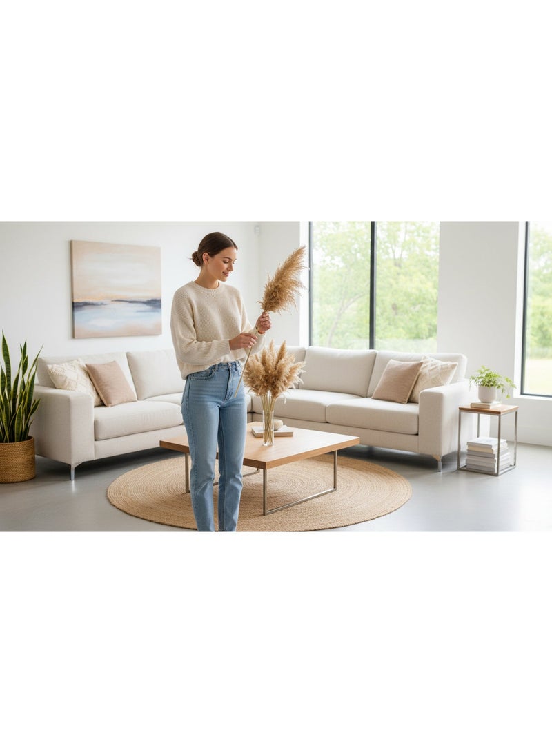 فانسي فلورز عشب بامباس طبيعي ناعم مجفف – سيقان بامباس منفوشة باللون البيج للديكور المنزلي والمناسبات 3 - Image 2